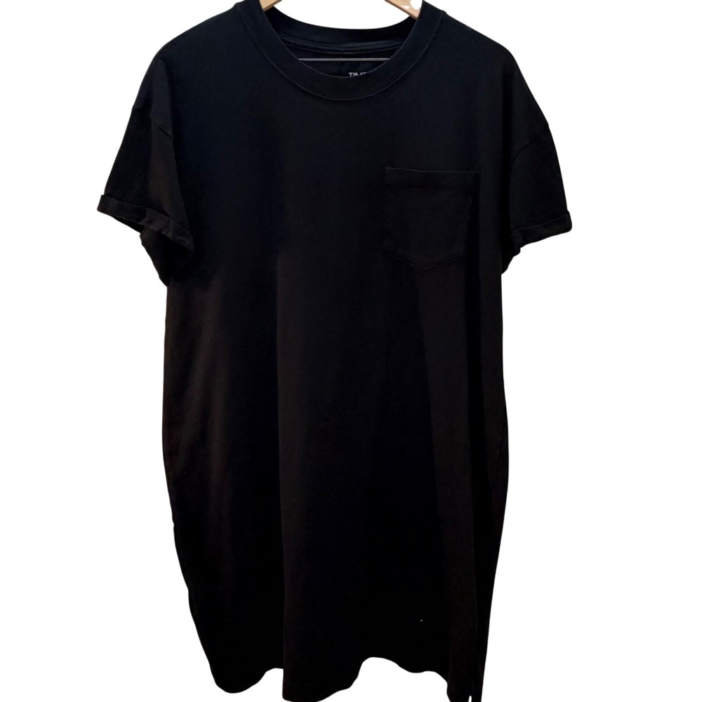 2 Time and Tru Black Short Sleeve T Shirt Dress Midi Length Pockets Size M/L